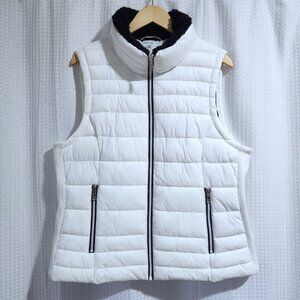 Tommy Hilfiger Puffer Vest Women's Size XL White Packable Zip Pockets